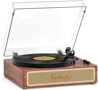 TANLANIN Vinyl Record Player with Built-in Stereo Speakers, Vintage 3 Speed Belt-Driven Bluetooth Turntable for Vinyl with Full-Size Platter, RCA Output, AUX Input, Headphone Jack, Walnut Wood