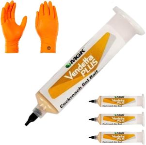 Vendetta Plus Cockroach Bait - Contains IGR, Best Roach Killer for Infestation | Premium USA Supply Gloves | USA Supply Pest Identification Card