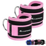 Flintronic Ankle Straps for Cable Machine, Gym Cuffs with Double Stainless Steel D-Ring, Gym Ankle Cuff with Adjustable Neoprene Velcro, Muscle Shaping for Men and Women - Rose Red