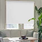 LUCKUP Cordless Blackout Roller Shades for Windows Free-Stop Window Fabric Blinds Roll Up Shade Thermal Insulated Privacy Room Darkening UV Protection, 30" W x 72" H, White