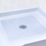 SlipX Solutions Essential Square Shower Mat, 21"x21", Grippy Textured Surface, 25% Stronger Suction Cups, Non-Slip Shower Floor Mat for Bathers of All Ages, Fits Standard Shower Stalls & Tubs, Clear