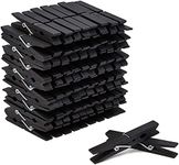 Juvale 100 Pack Wooden Clothespins for Hanging Laundry, Crafts, Photos (Black, 4 in)