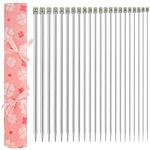 Curtzy 22-Piece Aluminium Knitting Needle Set - Needle Length 35cm/14 Inches - Single Pointed Long Straight Needles 2-8mm - 11 Sizes 2 of Each Size - for Beginners and Experts