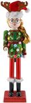 Ornativity Christmas Ugly Sweater Nutcracker – Red and Green Wooden Nutcracker Woman with an Ugly Sweater and Reindeer Hat Xmas Themed Holiday Nut Cracker Doll Figure Decorations 15"