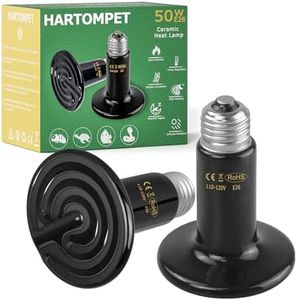HARTOMPET 50W Ceramic Heat Emitter - No Light Reptile Heat Lamp for Amphibians, Lizards, Chickens, Turtles, Snakes - Infrared Heat Emitter Bulbs for Terrariums, Brooder Coops, and Tanks