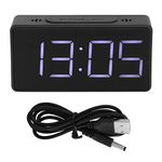 Small Digital Clock, KIMISS Simple Electronic Clock LED Bedside Travel Alarm Clock with Snooze Function for Student Bedroom Home Use - Black - USB Powered or Battery(Battery Not