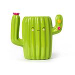 Legami Desk Friends Ceramic Pen Holder, 12.5 x 7.5 cm, Cactus Theme, for Desk, Hand Painted