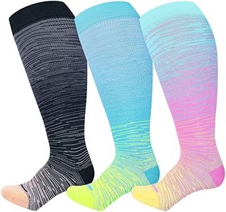 LEVSOX Wide Calf Compression Socks for Women Men Plus Size 15-20 mmHg Extra Large Knee High Support Sock for Nurses Pregnant Travel