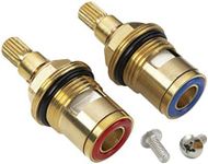 Tap Valves Replacement 1/2" Brass Tap Cartridge Valves Ceramic Disc Gland Quarter Turn 20 Teeth Fitting Connections for Bathroom Kitchen Tap(2 Pcs)