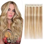 SEGOHAIR Clip in Hair Extensions Real Human Hair, 16" Hair Extensions Clip in One Piece 5 Clips Remy Hair Extensions Seamless Clip in Hair Extensions(45g) Golden Brown Mix Bleach Blonde