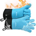 Loveuing Kitchen Oven Gloves - Silicone and Cotton Double-Layer Heat Resistant Oven Mitts/BBQ Gloves/Grill Gloves - Perfect for Baking and Grilling