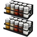 Aitmexcn 2 Pack Magnetic Spice Rack Shelf, Magnetic Refrigerator Organizer, Wall Mounted Seasoning Organizer with Hooks for Kitchen Spice Jars and Condiments Tidy Storage