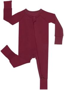 GUISBY Baby Girl Pajamas, Comfy Rayon Long Sleeve with Double Zipper Sleepers Maroon Newborn