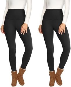 Opuntia 2 Pack Fleece Lined High Waisted Leggings for Women - Warm Winter Pants Tummy Control Yoga Hiking Running Tights
