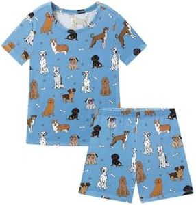 EASWEET Bamboo Viscose Toddler Boys Pajamas Short Set 2-6Y,Doggie,2T
