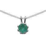 925 Sterling Silver Real Natural Emerald Womens Pendant & Chain Necklace - Chain length 18