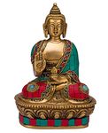 ARTVARKO Brass Buddha Vitarka Statue Multicolor Sculpture Idol for Home Decor Vastu Feng Shui Religious Gift Good Luck Idol Table Showpiece 7 Inches