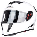 Full Face Motorcycle Street Bike Helmet with Removable Winter Neck Scarf DOT Approved Helmets (Medium, White)