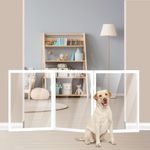 Foreng Free Standing Dog Gate, Clear Pet Gates and barriers Indoor 3 Panel 24" W×31" H Foldable, Transparent Wooden Dog Gates for Doorways Stairs with 2PCS Support Feet, White