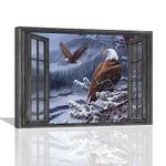 Bald Eagle Wall Art Bald Eagle Pictures Wall Decor Eagle Canvas Prints Painting Bald Eagle Decorations Framed Artwork for Bedroom Living Room 16"x12"