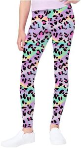 JESKIDS Girls Prints Leggings Casual Yoga Pants Tights Trousers for Kids in 4-5 Years Pink Green Leopard Print