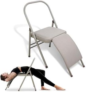 Get Out! Yoga Chair Backless Folding Chair - 480lb Metal Back Bender Lounge Inversion Handstand Trainer - Yoga Props Exercise Chair for Restorative Flow - Headstand Stool Inversion Chair for Back Pain