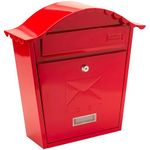 Burg-Wachter MB01R Red Classic Wall Mounted Galvanised Steel Lockable Weatherproof Post Box - 36x37x13cm