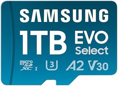 SAMSUNG EVO Select microSD Memory Card + Adapter, 1TB microSDXC, Up to 160 MB/s, UHS I, C10, U3, V30, A2, for Mobile Phone, Smartphones, Nintendo-Switch, and Tablets (MB-ME1T0SA/AM)