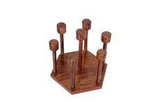 WOODKIT Glass Holder For 7 Glasses Sheesham Wood Stand Kitchen Dining Table Round (20Cm X 17Cmtabletop)