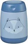 b.box Insulated Food Jar Mini | Small Snack Container for Babies and Kids | Double Wall Stainless Steel | Keeps Food Cold for 6hrs, Warm for 4hrs | (Blue Fox, 7 oz)