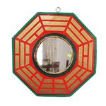 BLESS KRAFT Wood Bagua Octagonal Mirror For Vastu Feng Shui Convex Bagua Mirror Positive Energy,Protection Wall Door Hanging For Home&Office (Multicolor,7.5 Inch) (Referred By Vastu Expert) (Medium)