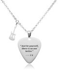 TS Inspirational quotes guitar pick chain necklace reputation red speak now outfits jewelry accessories inspired fans gift for music lover.(G1)