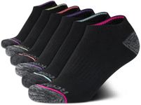 Reebok Women's No-Show Athletic Performance Low Cut Cushioned Socks (6 Pack), Black/Pink Marl, 4-10