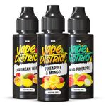 Vape District Vape Liquid 3 x 100ml Caribbean Whizz + Pineapple & Mango + Guava Pineapple Vape Juice E Liquid 70/30 Ecig Juice Cigarette Liquid E Juice E Cigarette E-Liquid Nicotine Free Short Fill