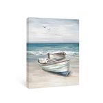 Adecuado Ocean Wall Art Sea Canvas Paintings Beach Picture Boat Artwork Framed Prints Seaside Home Decor Ready to Hang for Bathroom Living Room Bedroom Kitchen 12x16 Inch