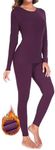 YADIFEN Thermal Underwear for Women Long Johns Sets Base Layer Fleece Lined Long Underwear Pajamas Winter Warm Top Bottom Purple