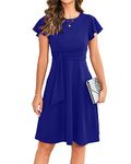 Owin Women's Formal Cocktail Party Dresses Elegant Flutter Sleeve Casual Fit and Flare A Line Swing Special Occassion Dress Royal Blue S