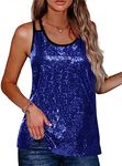 Zeagoo Women's Sleeveless Sequin Top Sparkle Glitter Top Shimmer Camisole Vest Tank Tops, Z_blue, XX-Large