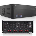 Pyle Multi Zone Audio Amplifier - Stereo Amplifier with 4 Channels, Powerful 8000 Watts with Speaker Selector Volume Control & LED Audio Level Display, 4-Ch. Bridgeable Switches