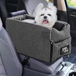 Center Console Pet Seat, Car Console Armrests Dog Travel Bed Bag for Pets up to 13lbs,with Fixed Velcro, Straps and Cooler Mat,Single/Double Door Armrest Applicable,Removable/Washable/Adjustable