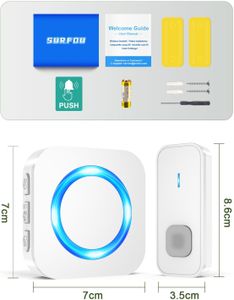 SURFOU Wireless Doorbell Kit – 2 Buttons, 3 Receivers, 1300ft Range, Waterproof