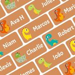 Ogelz Personalized Name Labels for Kids Custom Stcikers Washable for Clothes Smart Size 1.2”X0.5” Waterproof Self-Adhesive Labels for Daycare Toddlers School Kids Stuff Parents (Dinosaur Orange, 60)