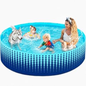 Jasonwell Foldable Dog Kiddie Pool - Hard Plastic Kids Paddling Pool Toddler Baby Swimming Pools for Backyard Collapsible Whelping Box Pet Doggie Cats Wading Pools Bathtub for Puppy Large Dogs 87In,G