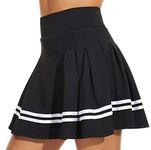 ThreeH Womens Pleated Tennis Golf Skirts Built-in Shorts Active Athletic Exercise Sports Workout Wear High-Waisted Skorts with 2 Pockets Black