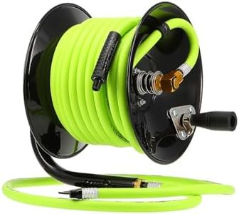 Flexzilla Manual Open Face Air Hose Reel, 3/8 in. x 50 ft, Heavy Duty, Lightweight, Hybrid, ZillaGreen - L8650FZ