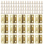 Small Mini Hinges, 50 Packs Cabinet Drawer Door Chest Butt Hinges Connectors with 200 Pieces 8 Mm Mini Brass Hinge Replacement Screws, Metal Hinge for Wooden Jewelry Box (Gold)