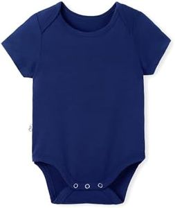 SWaddle AN Short Sleeve Unisex Baby Bodysuits - Stylish, Comfortable Ultra Soft Rayon Made From Bamboo Material - Blue Depths, 12-18 Months