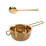 YDware Stainless Steel Double Boiler Pot,Baking Tools, 400ml/13oz Melting Pot with Long Handle Spoons for Butter Chocolate Cheese Caramel(Gold)