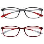 OPULIZE Ice 2 Pack Super Lightweight Reading Glasses Grey Dark Red Womens Mens RR61-7Z +3.00