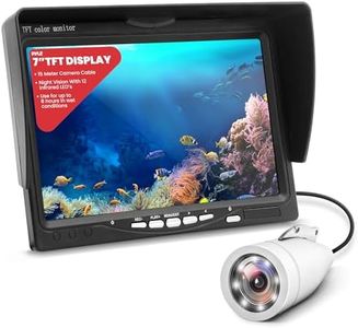 Pyle 7 inch Portable LCD Monitor Underwater Fishing Camera, 1000TVL Camera with 12pcs Infrared Lights White, IP68 Water Resistant, and Removable Sun-Visor